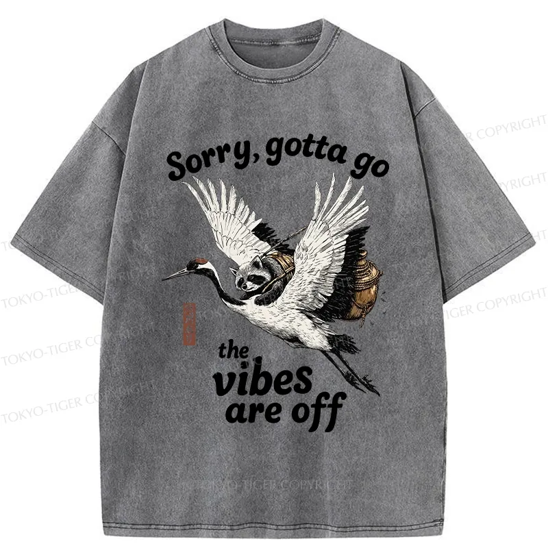 Tokyo-Tiger Raccoon Lying On The Red-Crowned Crane Washed T-Shirt