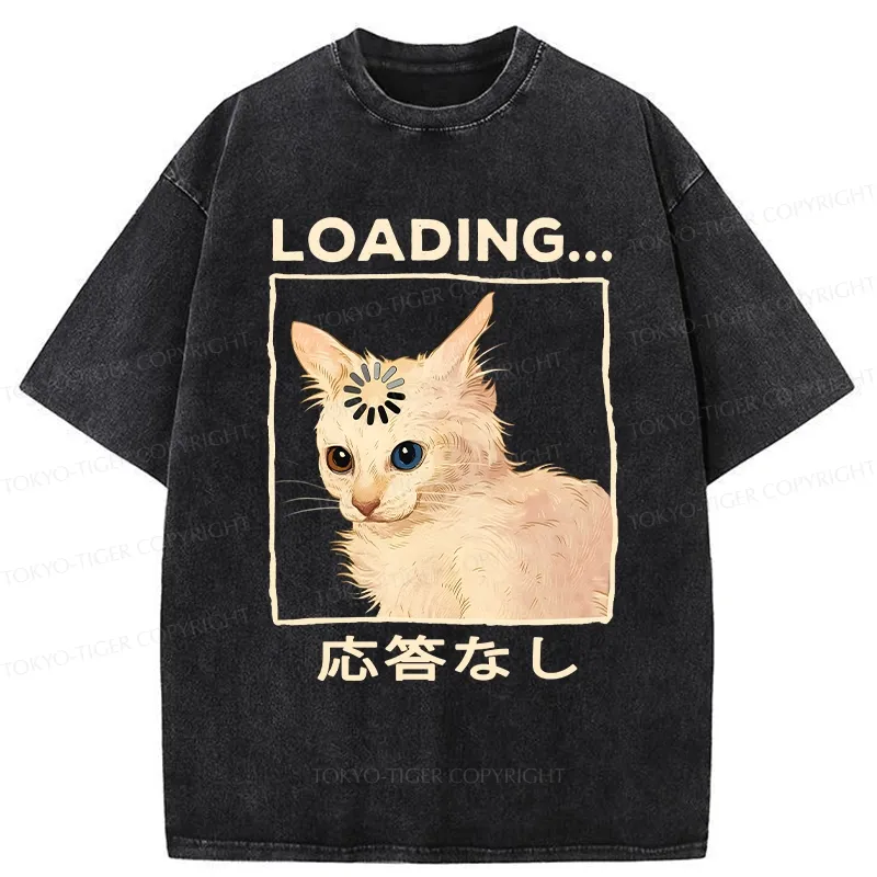 Tokyo-Tiger Funny Cat Loading Washed T-Shirt
