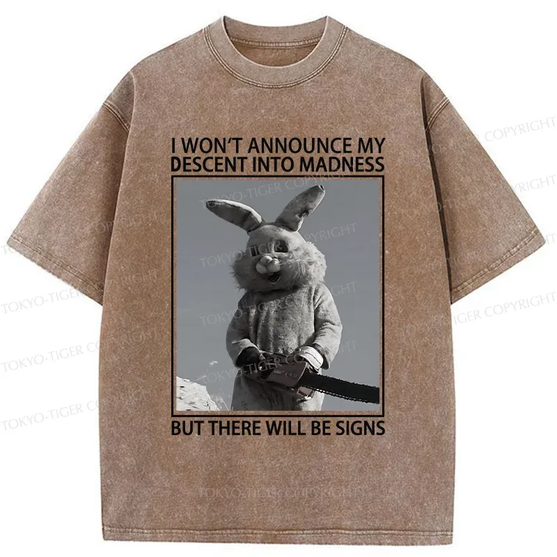 Tokyo-Tiger Rabbit Goes Into Madness Funny Washed T-Shirt