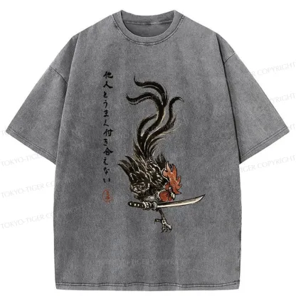 Tokyo-Tiger I Can't Get Along Well With Others Washed T-Shirt