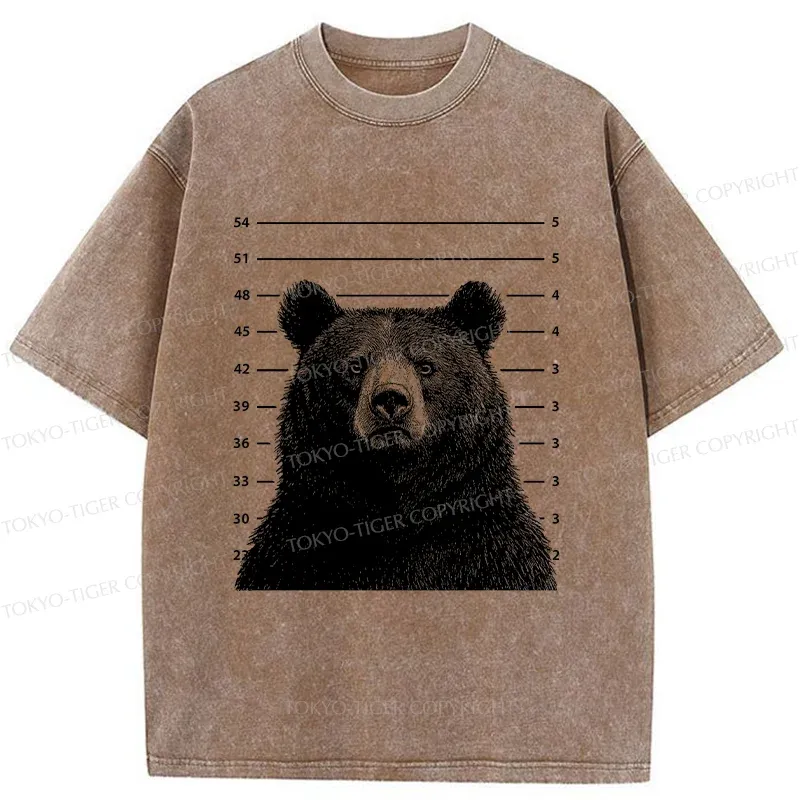 Tokyo-Tiger Arrested Bear Funny Washed T-Shirt