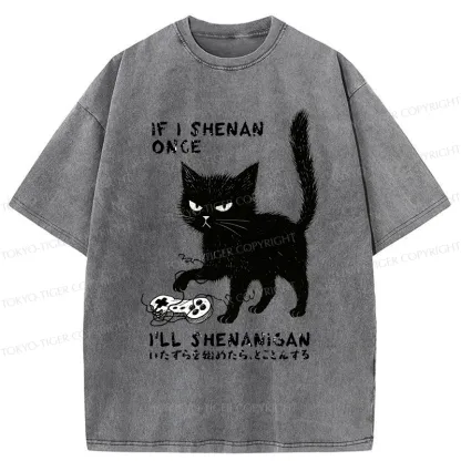 Tokyo-Tiger If I Shenan Once I'll Shenanigan Funny Washed T-Shirt