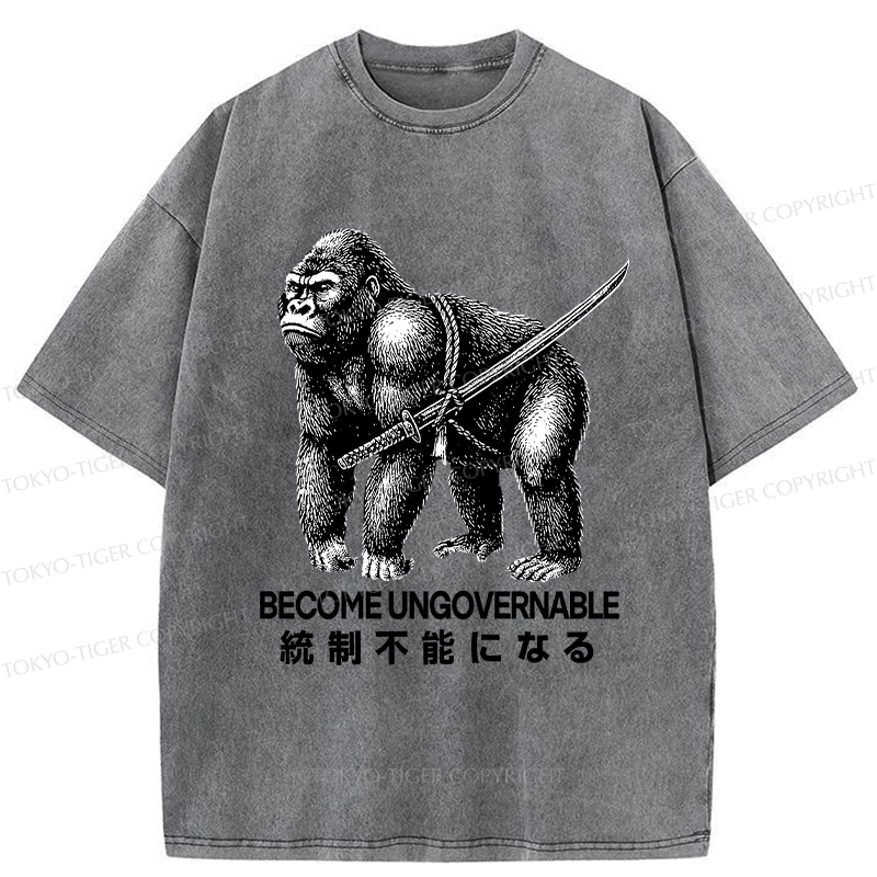 Tokyo-Tiger Gorilla Become Ungovernable Washed T-Shirt