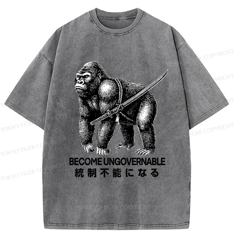 Tokyo-Tiger Gorilla Become Ungovernable Washed T-Shirt