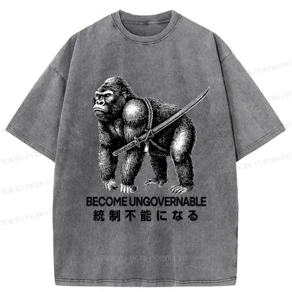 Tokyo-Tiger Gorilla Become Ungovernable Washed T-Shirt