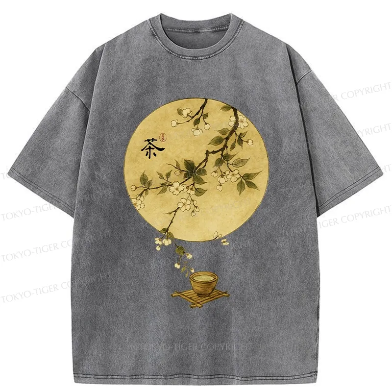 Tokyo-Tiger Serene Tea Ceremony Washed T-Shirt