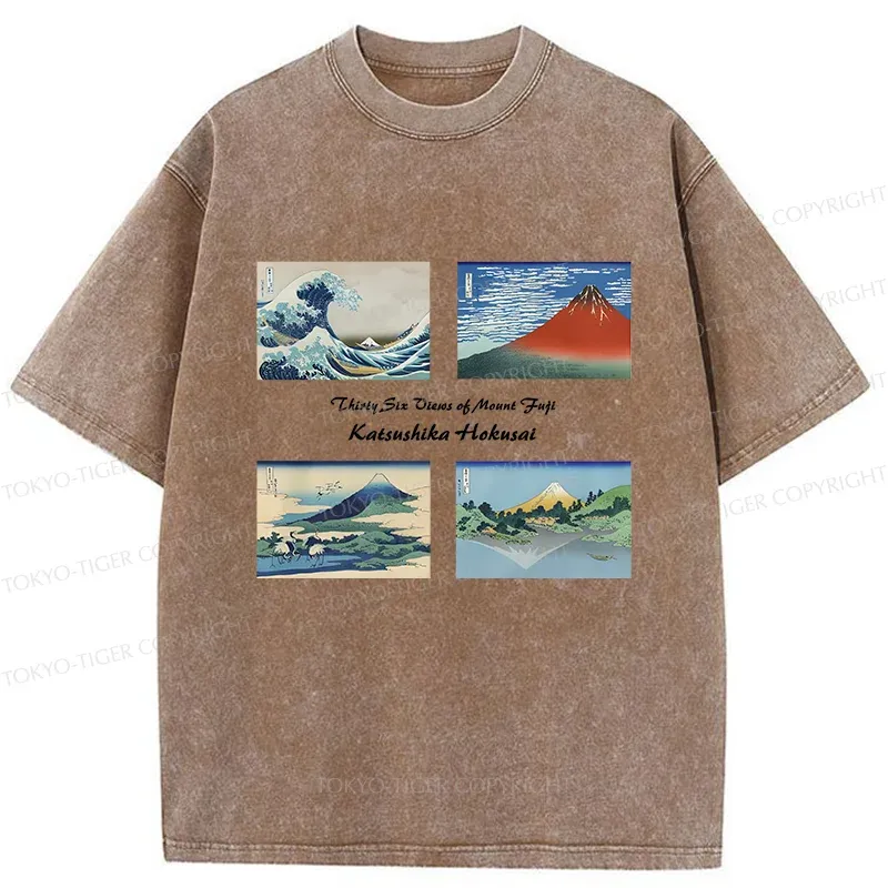 Tokyo-Tiger Japanese Famous Paintings Washed T-Shirt