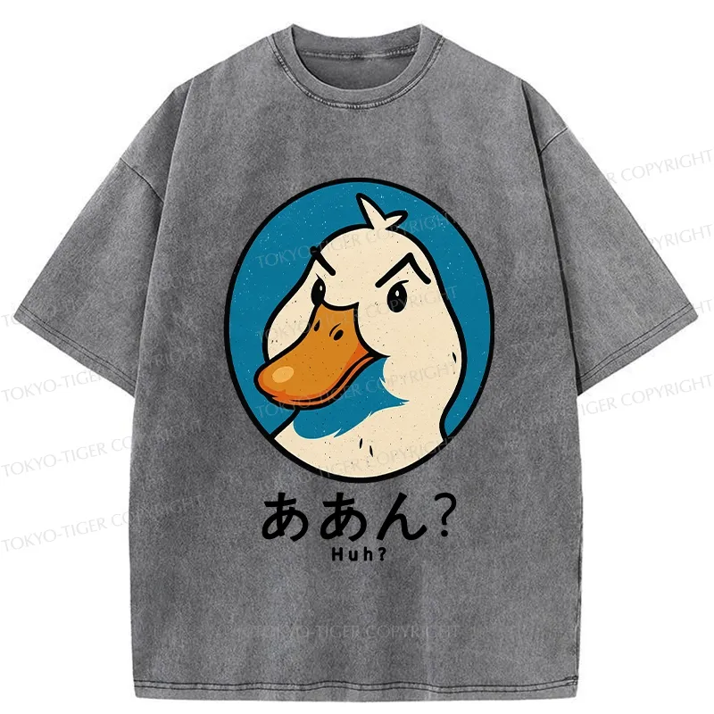 Tokyo-Tiger Funny Doubt Duck Washed T-Shirt