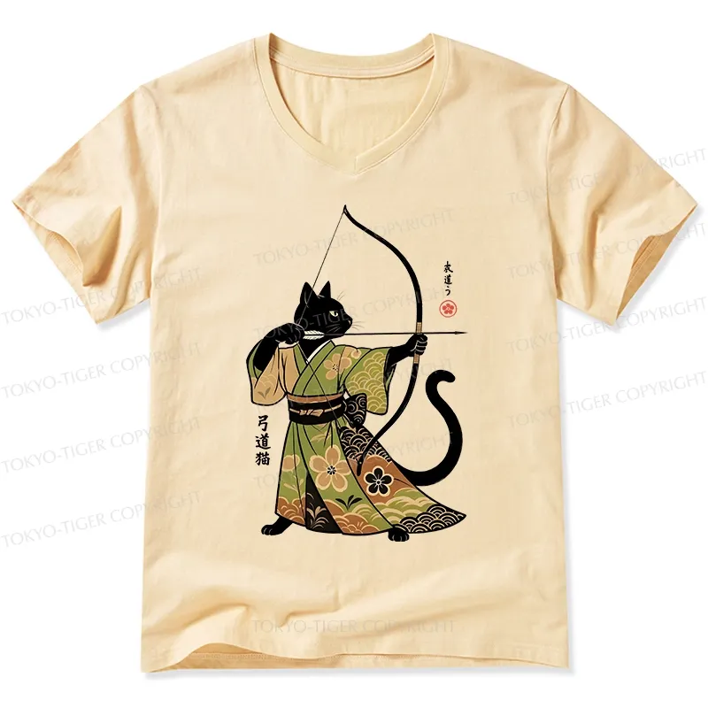 Tokyo-Tiger Japan Cat Archery V-Neck Classic T-Shirt