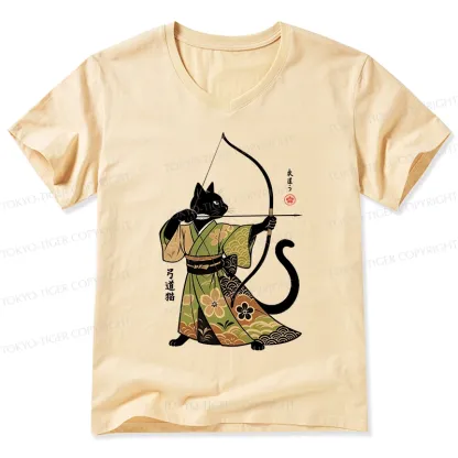 Tokyo-Tiger Japan Cat Archery V-Neck Classic T-Shirt