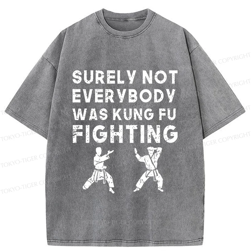 Tokyo-Tiger Funny Kung Fu Washed T-Shirt