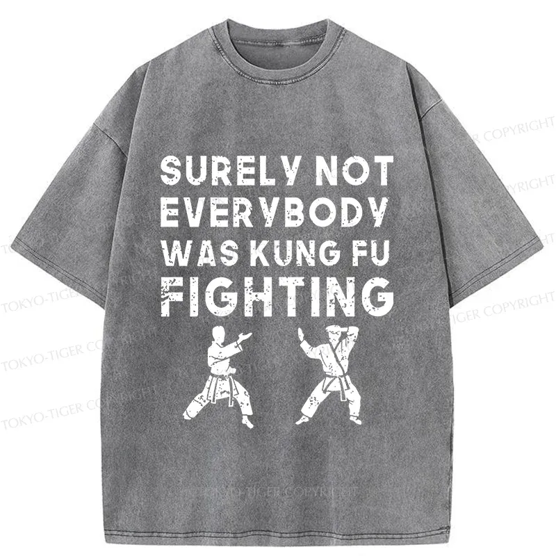 Tokyo-Tiger Funny Kung Fu Washed T-Shirt
