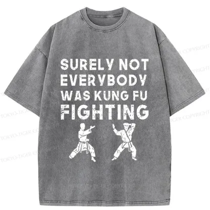 Tokyo-Tiger Funny Kung Fu Washed T-Shirt