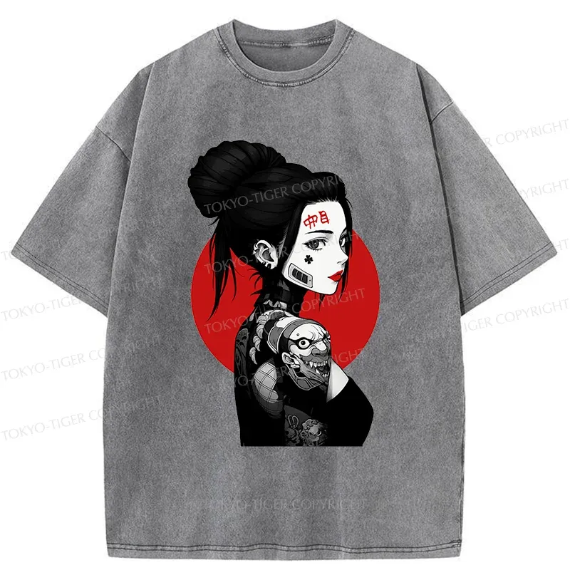 Tokyo-Tiger Mechanical Woman Washed T-Shirt
