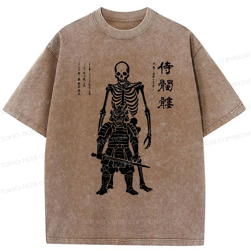 Tokyo-Tiger Skeleton Samurai Washed T-Shirt
