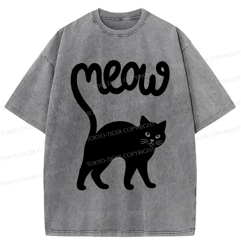 Tokyo-Tiger Funny Cat Tail Washed T-Shirt