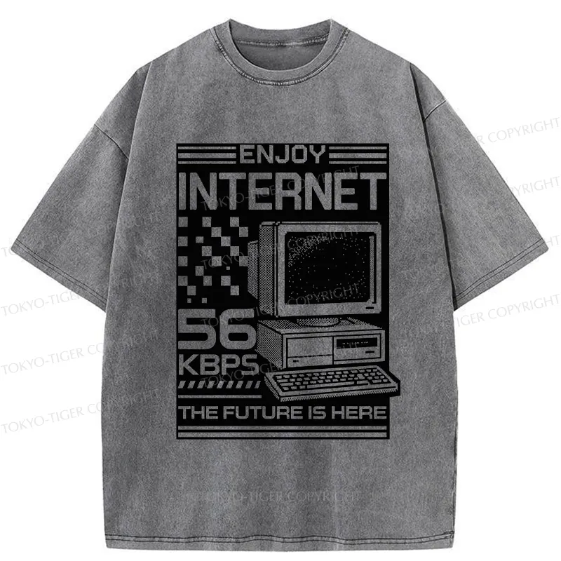 Tokyo-Tiger Enjoy The Internet Washed T-Shirt