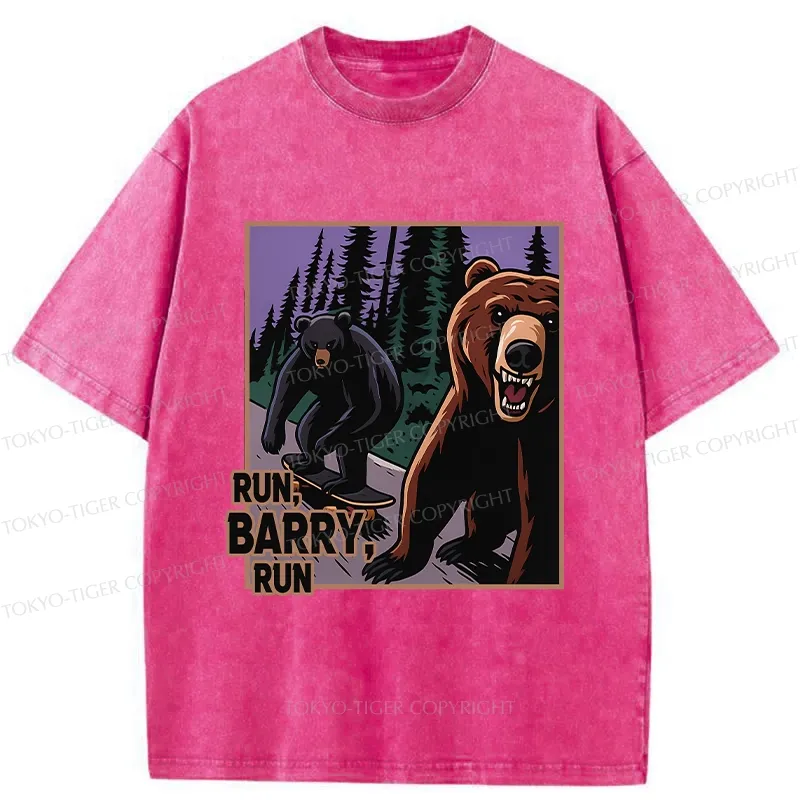 Tokyo-Tiger Funny Bear Skateboard Washed T-Shirt