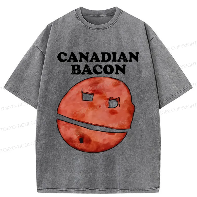 Tokyo-Tiger Funny Canadian Bacon Washed T-Shirt