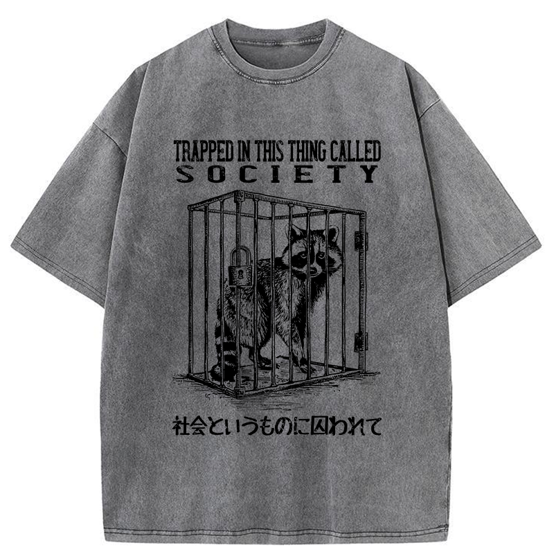 Tokyo-Tiger Trapped By Society Washed T-Shirt
