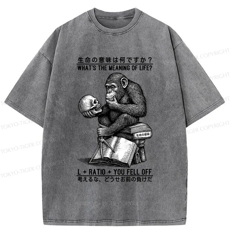 Tokyo-Tiger What's The Meaning Of Life? Washed T-Shirt