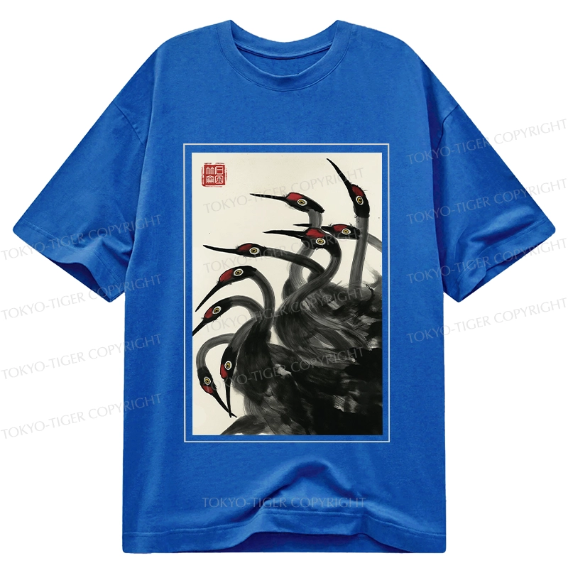 Tokyo-Tiger Retro Red Crowned Crane Classic T-Shirt