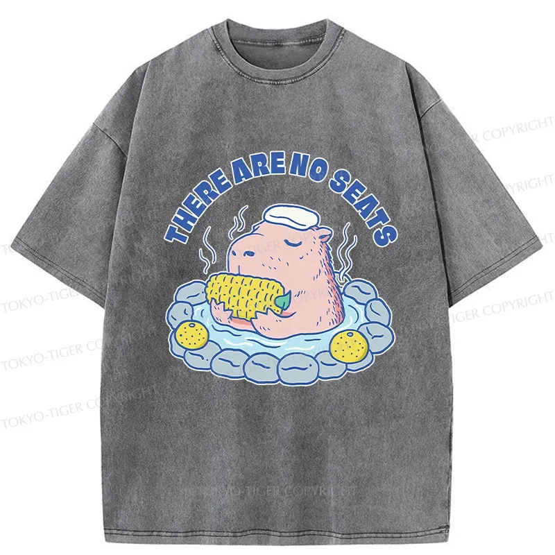Tokyo-Tiger Capybara Enjoying Hot Springs Washed T-Shirt