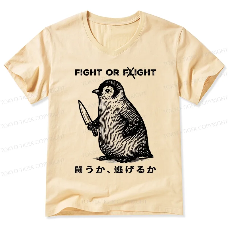 Tokyo-Tiger Funny Fight Or Flight V-Neck Classic T-Shirt
