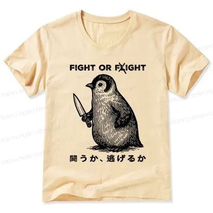 Tokyo-Tiger Funny Fight Or Flight V-Neck Classic T-Shirt