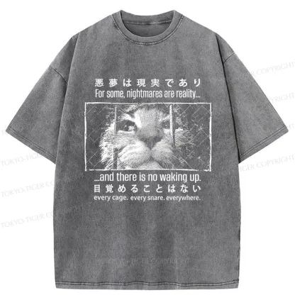 Tokyo-Tiger Protecting Animals And Prison Cat Washed T-Shirt