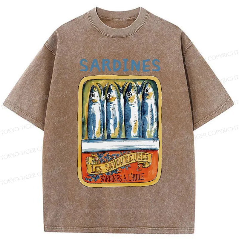 Tokyo-Tiger Vintage Sardines Can Washed T-Shirt