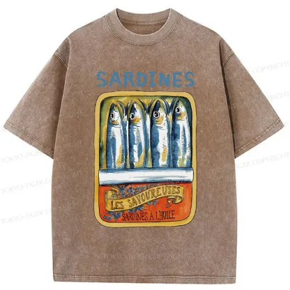 Tokyo-Tiger Vintage Sardines Can Washed T-Shirt