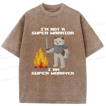Tokyo-Tiger Cat Warrior Funny Washed T-Shirt