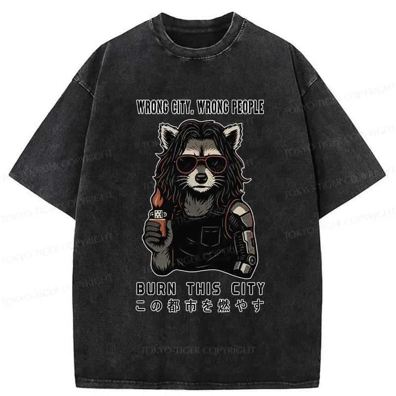 Tokyo-Tiger Wrong City Wrong People Washed T-Shirt