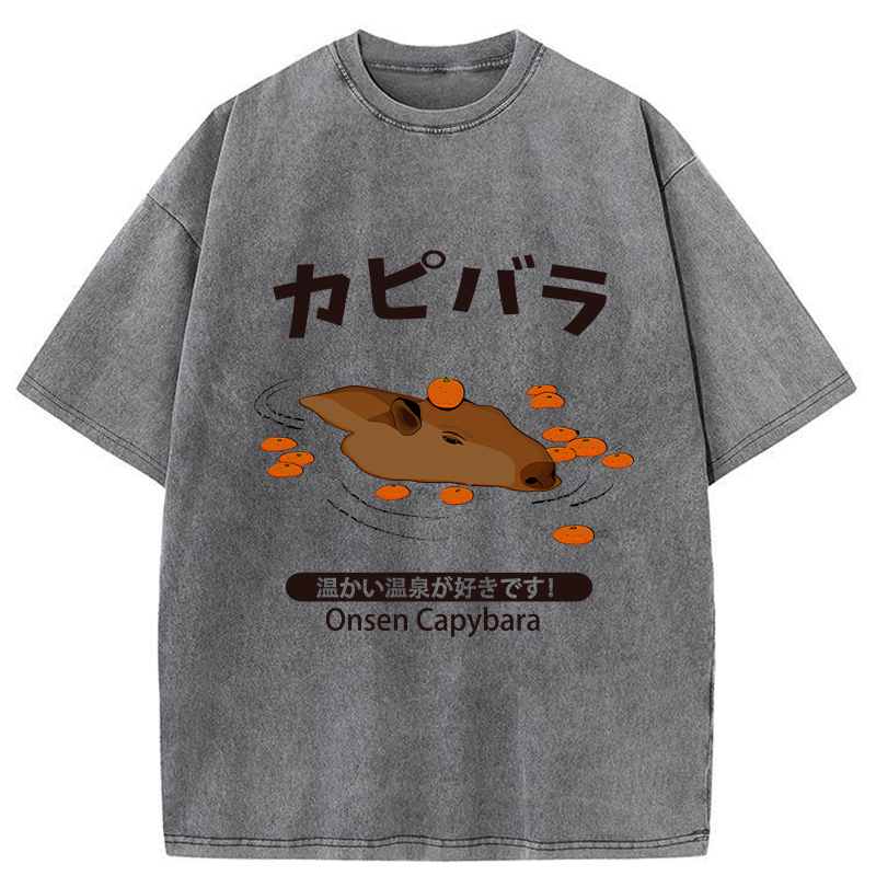 Tokyo-Tiger Onsen Capybara Washed T-Shirt