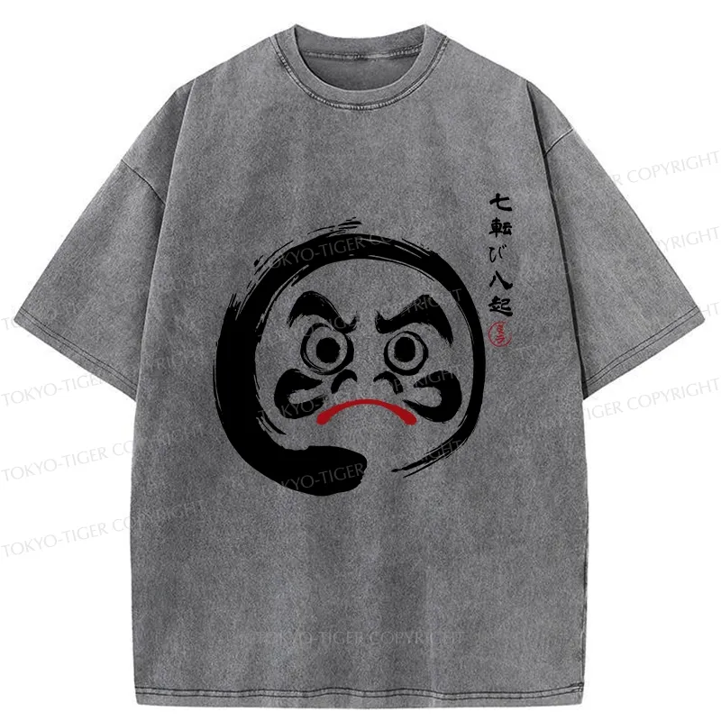 Tokyo-Tiger Retro Daruma Enso Washed T-Shirt