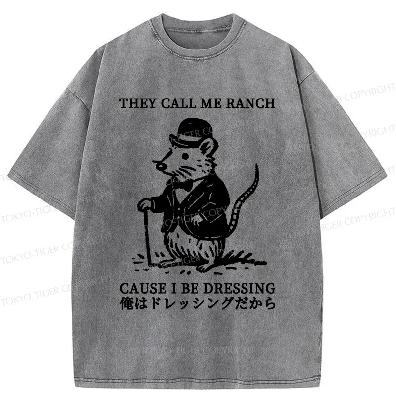 Tokyo-Tiger Elegant Mouse Washed T-Shirt