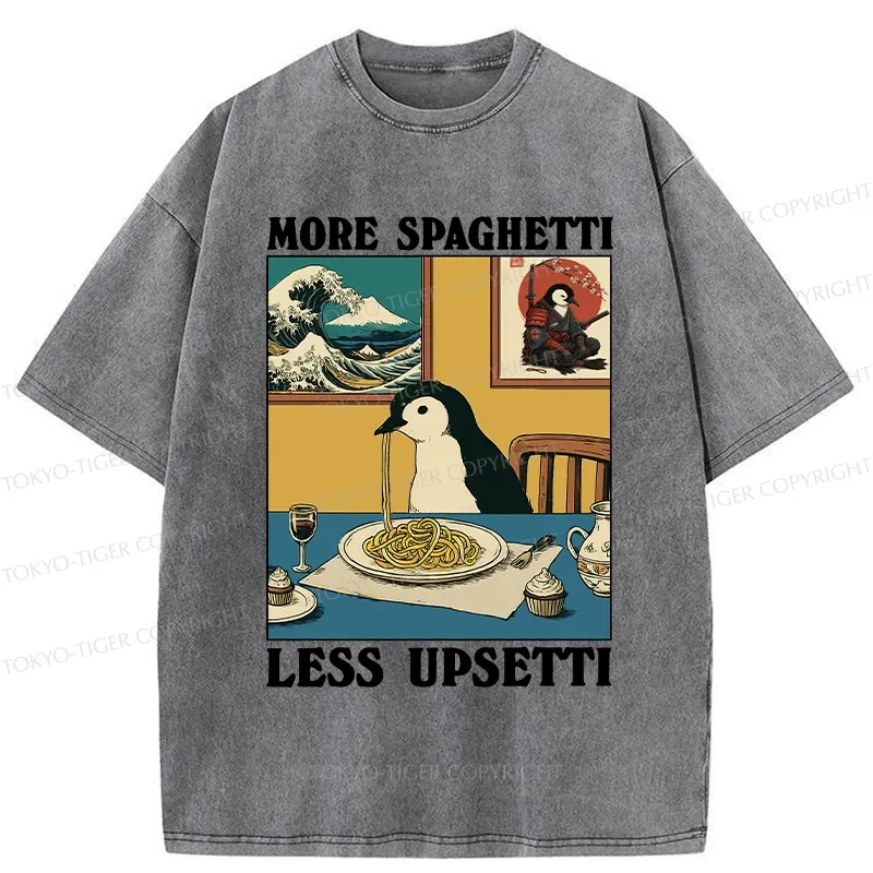 Tokyo-Tiger More Spaghetti Less Upsetti Penguin Washed T-Shirt