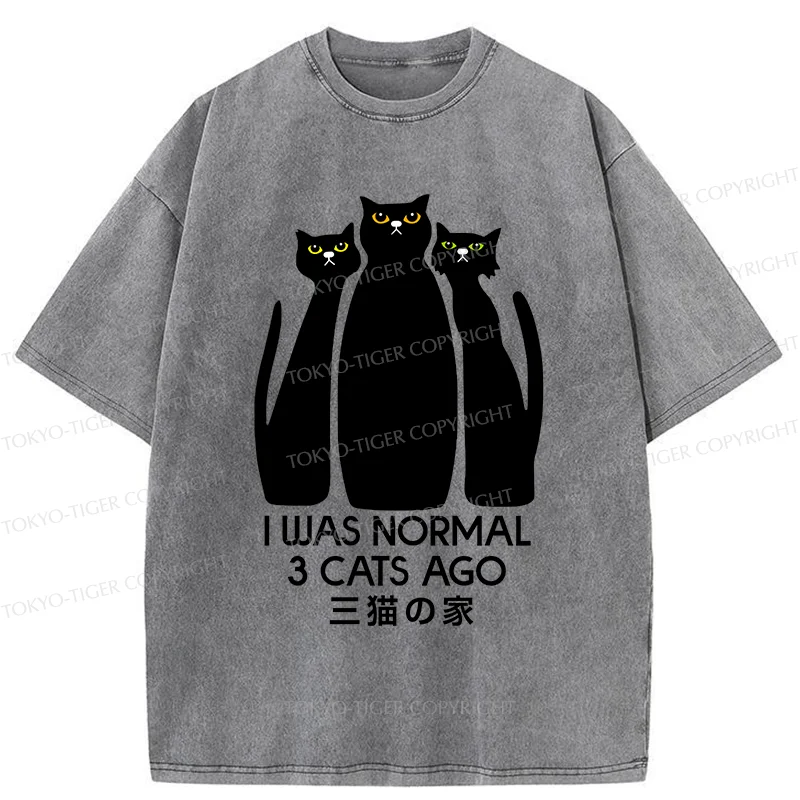Tokyo-Tiger Three Cats House Washed T-Shirt