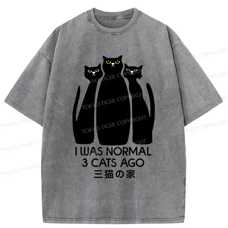Tokyo-Tiger Three Cats House Washed T-Shirt