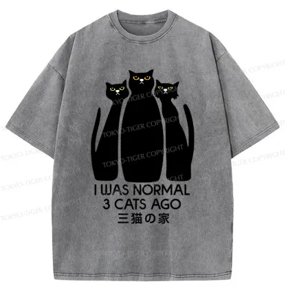 Tokyo-Tiger Three Cats House Washed T-Shirt