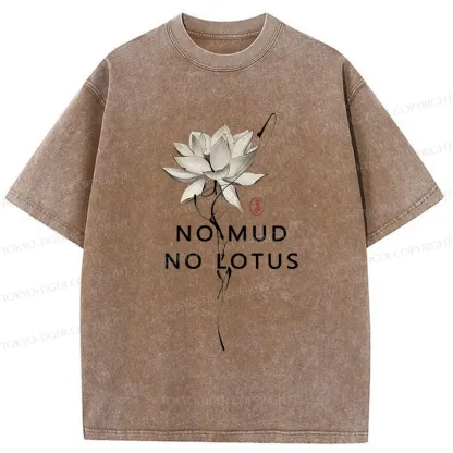 Tokyo-Tiger Japanese Zen Lotus Washed T-Shirt