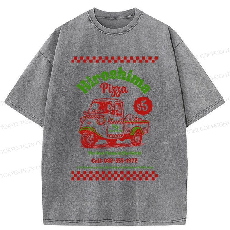 Tokyo-Tiger Pizza Delivery Washed T-Shirt