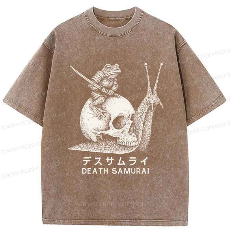 Tokyo-Tiger Frog Riding A Snail Washed T-Shirt