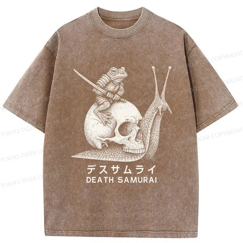 Tokyo-Tiger Frog Riding A Snail Washed T-Shirt