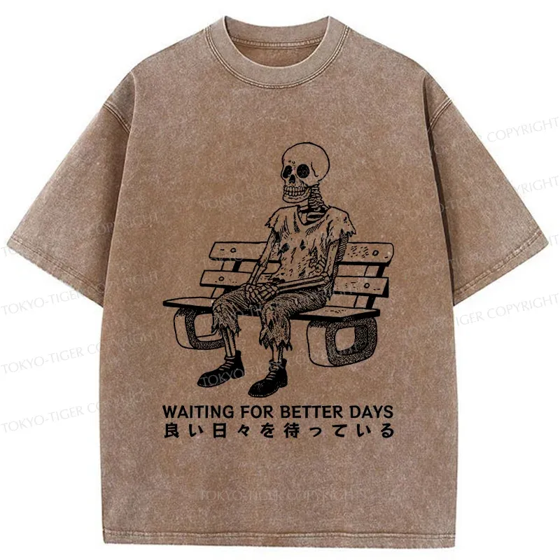 Tokyo-Tiger Waiting Skeleton Washed T-Shirt