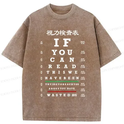 Tokyo-Tiger Funny Eye Exam Chart Washed T-Shirt