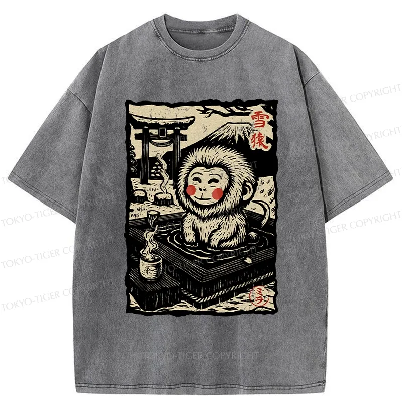 Tokyo-Tiger Japanese Snow Monkey Washed T-Shirt