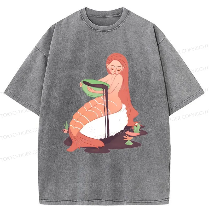 Tokyo-Tiger Sushi Mermaid Washed T-Shirt