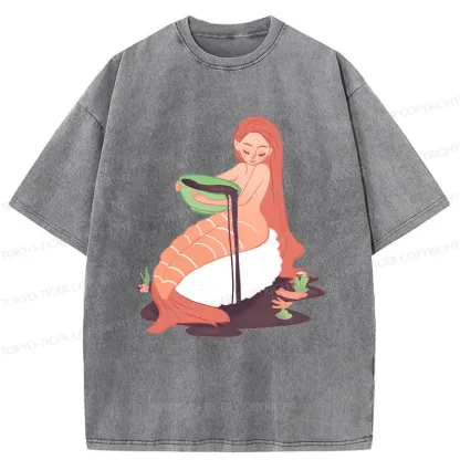 Tokyo-Tiger Sushi Mermaid Washed T-Shirt